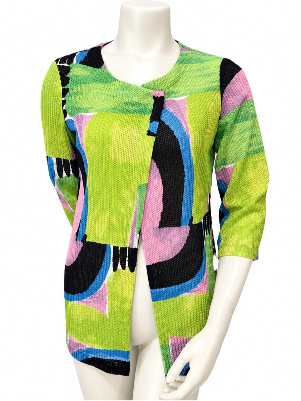 Joseph Ribkoff Colorblock Open Knit Cardigan Jacket Size S - Picture 3 of 10